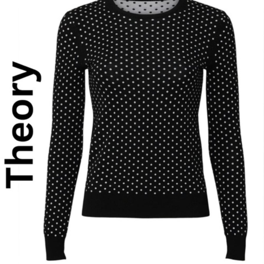 Theory Black and White Polka Dot Sweater